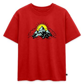 Montagnes Alpes Nature - T-shirt enfant oversize en coton biologique Premium - rouge - Devant - AI Model Kid Male (0cm)