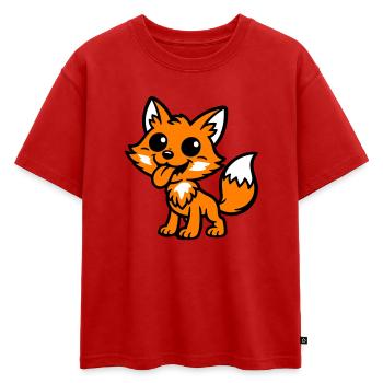 Bande dessinée Fox - T-shirt enfant oversize en coton biologique Premium - rouge - Devant - AI Model Kid Male (0cm)