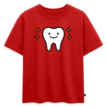 Dent mignonne - T-shirt enfant oversize en coton biologique Premium - rouge - Devant - AI Model Kid Male (0cm)