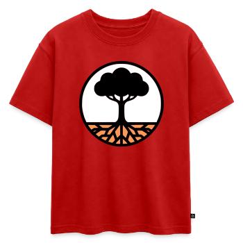 Icône du Cercle de l’Arbre de Vie - T-shirt enfant oversize en coton biologique Premium - rouge - Devant - AI Model Kid Male (0cm)