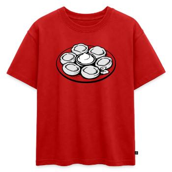 Pelmeni, Manti - T-shirt enfant oversize en coton biologique Premium - rouge - Devant - AI Model Kid Male (0cm)