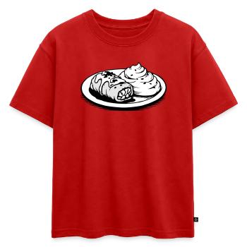 Wrap de chou Golubzi avec purée de pommes de terre - T-shirt enfant oversize en coton biologique Premium - rouge - Devant - AI Model Kid Male (0cm)