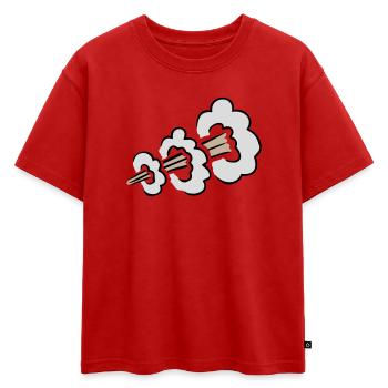 Explosion bruyante de pets Humour Toilet Nuage comique - T-shirt enfant oversize en coton biologique Premium - rouge - Devant - AI Model Kid Male (0cm)