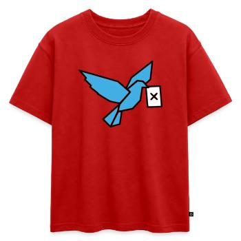 Oiseau porteur de vote : oiseau multicolore - T-shirt enfant oversize en coton biologique Premium - rouge - Devant - AI Model Kid Male (0cm)