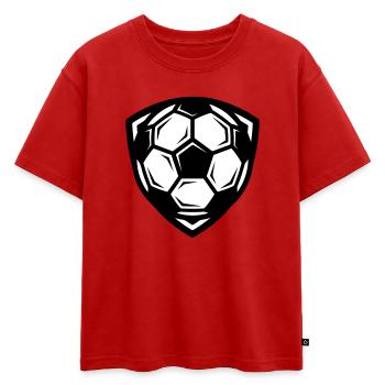 Ballon de football - T-shirt enfant oversize en coton biologique Premium - rouge - Devant - AI Model Kid Male (0cm)