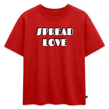 Diffusez l’amour du design typographique audacieux - T-shirt enfant oversize en coton biologique Premium - rouge - Devant - AI Model Kid Male (0cm)