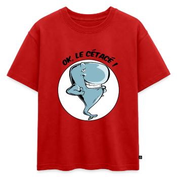 Ok, le cétacé ! - T-shirt enfant oversize en coton biologique Premium - rouge - Devant - AI Model Kid Male (0cm)