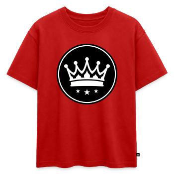 Crown Symbol - Oversized Kids' Premium Organic T-Shirt - red - Front - AI Model Kid Male (0cm)