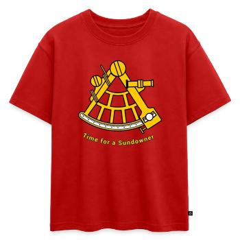 Sextant - Capitaine de navigation naviguant en mer au large - T-shirt enfant oversize en coton biologique Premium - rouge - Devant - AI Model Kid Male (0cm)
