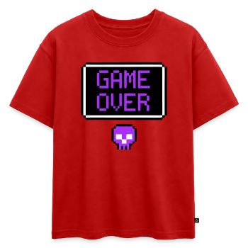 Game Over Pixel Art du Crâne - T-shirt enfant oversize en coton biologique Premium - rouge - Devant - AI Model Kid Male (0cm)