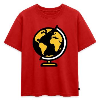 École Globe Globe Earth - T-shirt enfant oversize en coton biologique Premium - rouge - Devant - AI Model Kid Male (0cm)
