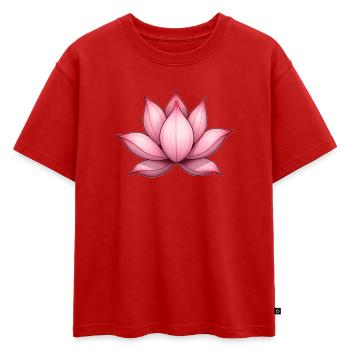 Nénuphar fleur de lotus - T-shirt enfant oversize en coton biologique Premium - rouge - Devant - AI Model Kid Male (0cm)