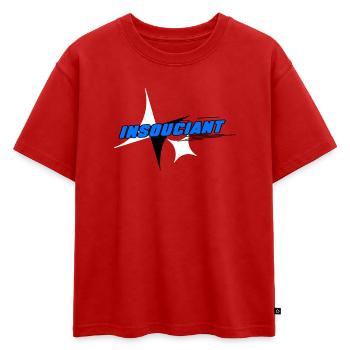 Insouciant Bleu Dynamique - T-shirt enfant oversize en coton biologique Premium - rouge - Devant - AI Model Kid Male (0cm)