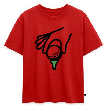 Golf Ball Tee Tee Golf Golf Club Golfer - T-shirt enfant oversize en coton biologique Premium - rouge - Devant - AI Model Kid Male (0cm)