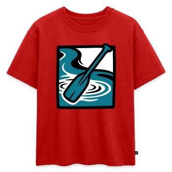 Icône de l’eau de la rivière Paddle - T-shirt enfant oversize en coton biologique Premium - rouge - Devant - AI Model Kid Male (0cm)