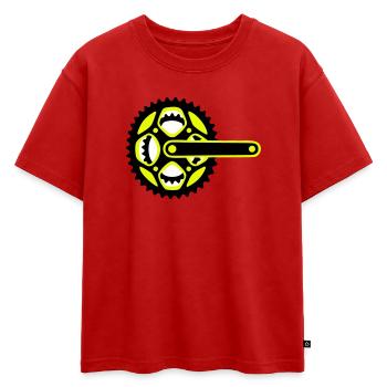 Icône de plateau de vélo - T-shirt enfant oversize en coton biologique Premium - rouge - Devant - AI Model Kid Male (0cm)