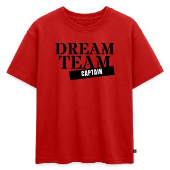 Capitaine de l’équipe de rêve - Capitaine, entraîneur, meilleur groupe - T-shirt enfant oversize en coton biologique Premium - rouge - Devant - AI Model Kid Male (0cm)