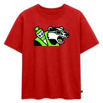 Badger Sac d’école mascotte - T-shirt enfant oversize en coton biologique Premium - rouge - Devant - AI Model Kid Male (0cm)