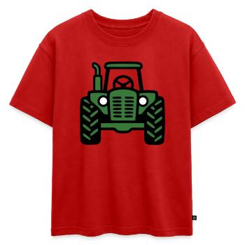 Logo de vue frontale du tracteur - T-shirt enfant oversize en coton biologique Premium - rouge - Devant - AI Model Kid Male (0cm)