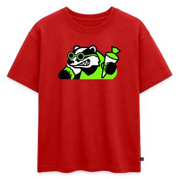 Icône de la rentrée scolaire de Badger Cool - T-shirt enfant oversize en coton biologique Premium - rouge - Devant - AI Model Kid Male (0cm)