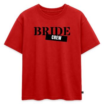 Équipe de la mariée - Équipe de la fête de garçon Filles de la fête de mariage de la mariée - T-shirt enfant oversize en coton biologique Premium - rouge - Devant - AI Model Kid Male (0cm)