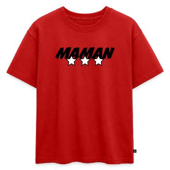 Maman d'Amour - Fête des Mères - T-shirt enfant oversize en coton biologique Premium - rouge - Devant - AI Model Kid Male (0cm)