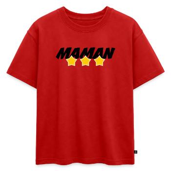 Maman d'Amour - Fête des Mères - T-shirt enfant oversize en coton biologique Premium - rouge - Devant - AI Model Kid Male (0cm)