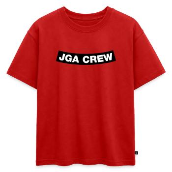Fond d’élément d’équipage d’enterrement de vie de garçon (MC Rocker Cowl Design) - T-shirt enfant oversize en coton biologique Premium - rouge - Devant - AI Model Kid Male (0cm)