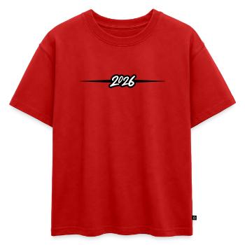 Élément 2026 - T-shirt enfant oversize en coton biologique Premium - rouge - Devant - AI Model Kid Male (0cm)