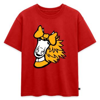 cheval fille femme mignonne jolie femme arc - T-shirt enfant oversize en coton biologique Premium - rouge - Devant - AI Model Kid Male (0cm)