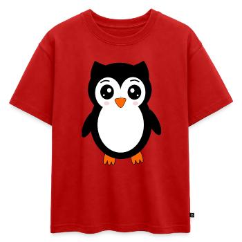 Hibou Black Bird Bird Animaux Cadeau - T-shirt enfant oversize en coton biologique Premium - rouge - Devant - AI Model Kid Male (0cm)