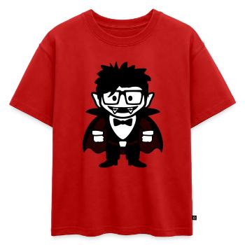 Vampire nerd drôle avec des lunettes et un nœud papillon - T-shirt enfant oversize en coton biologique Premium - rouge - Devant - AI Model Kid Male (0cm)