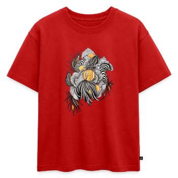Noir Blossoms Accents d’orange - T-shirt enfant oversize en coton biologique Premium - rouge - Devant - AI Model Kid Male (0cm)