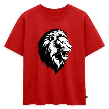 Léon fou - T-shirt enfant oversize en coton biologique Premium - rouge - Devant - AI Model Kid Male (0cm)