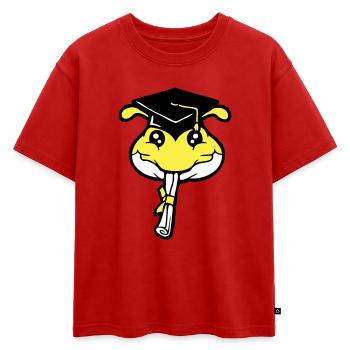L’obtention du diplôme d’études secondaires Caterpillar a été approuvée par l’université - T-shirt enfant oversize en coton biologique Premium - rouge - Devant - AI Model Kid Male (0cm)