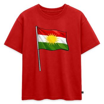 Étoile du Soleil du Drapeau du Kurdistan - T-shirt enfant oversize en coton biologique Premium - rouge - Devant - AI Model Kid Male (0cm)