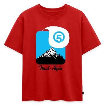 Haut Alpin département des hautes alpes 05 - T-shirt enfant oversize en coton biologique Premium - rouge - Devant - AI Model Kid Male (0cm)