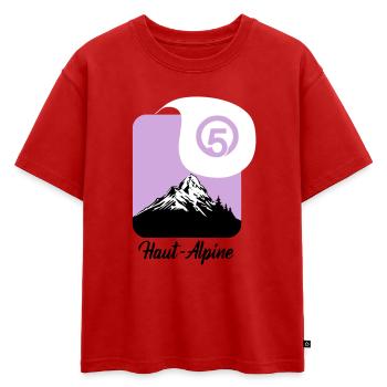Haut-Alpine 05 département des hautes-alpes - T-shirt enfant oversize en coton biologique Premium - rouge - Devant - AI Model Kid Male (0cm)