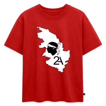 Corse du sud - T-shirt enfant oversize en coton biologique Premium - rouge - Devant - AI Model Kid Male (0cm)