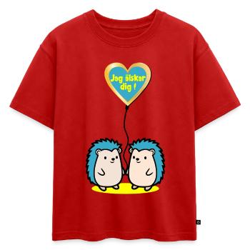 Je t’aime - T-shirt enfant oversize en coton biologique Premium - rouge - Devant - AI Model Kid Male (0cm)