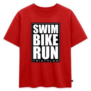 Triathlon Natation Cyclisme Course à pied - T-shirt enfant oversize en coton biologique Premium - rouge - Devant - AI Model Kid Male (0cm)
