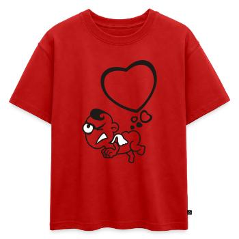 lamb heart farts 2c - T-shirt enfant oversize en coton biologique Premium - rouge - Devant - AI Model Kid Male (0cm)