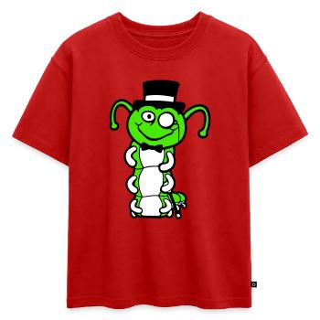 M. Caterpillar Chapeau haut de forme Monocle noeud papillon Gentleman Empire - T-shirt enfant oversize en coton biologique Premium - rouge - Devant - AI Model Kid Male (0cm)