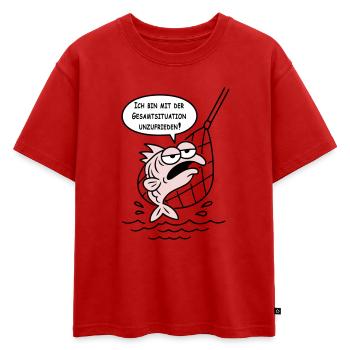 Insatisfait de la situation générale ! COULEURS PERSONNALISÉES ! - T-shirt enfant oversize en coton biologique Premium - rouge - Devant - AI Model Kid Male (0cm)