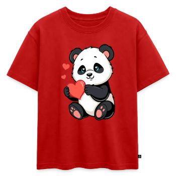 Cadeau pour la fête des mères Cadeau pour maman - T-shirt enfant oversize en coton biologique Premium - rouge - Devant - AI Model Kid Male (0cm)