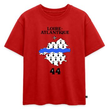Loire Atlantique 44 - T-shirt enfant oversize en coton biologique Premium - rouge - Devant - AI Model Kid Male (0cm)
