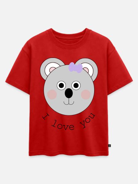 Je t’aime Koala ours - T-shirt enfant oversize en coton biologique Premium - rouge