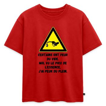 Peur du plein d'essence - T-shirt enfant oversize en coton biologique Premium - rouge - Devant - AI Model Kid Male (0cm)