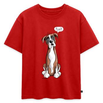 Woof Deutscher Boxer - Boxer Allemand - T-shirt enfant oversize en coton biologique Premium - rouge - Devant - AI Model Kid Male (0cm)