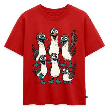 Illustration de dessin animé drôle d'oiseau de mer - T-shirt enfant oversize en coton biologique Premium - rouge - Devant - AI Model Kid Male (0cm)